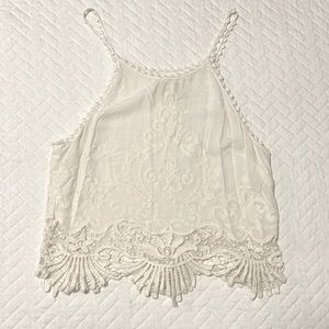 White Detailed Halter Top